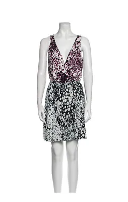 $25 • Buy Diane Von Furstenberg Silk Jersey Sleeveless Mini Dress 8 Animal Print Wrap DVF