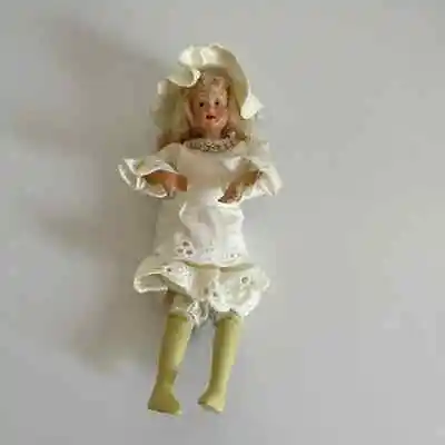 VTG Doll 7  Blonde Soft Body Rotating Arms & Legs White Satin Dress & Hat • $7