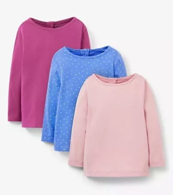 JOHN LEWIS BABY GIRLS SOFT COTTON Tee T-Shirts LONG SLEEVE PINK BRAND NEW • £6.50