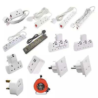 Multi Plug Extension Lead 2 3 4 5 Gang Way UK Mains Wall Socket Adaptors USB • £12.99