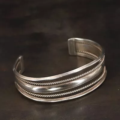 VTG Sterling Silver - NAVAJO TAHE Braided Open-Work 6.5  Cuff Bracelet - 26g • $2.99