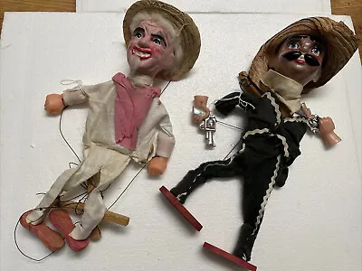 2 Vintage Mexican Bandido Marionette Puppet With Gun Made In Mexico • $25