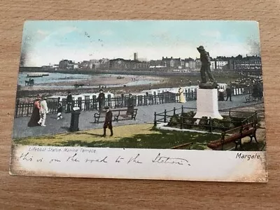 Postcard - Lifeboat Statue Marine Terrace Margate Kent Posted 1905 • £1.75