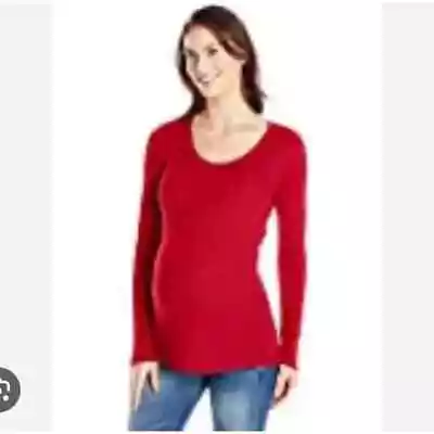 NWT $98 Michael Stars Maternity Slub Tunic Long Sleeve Shirt Top Red OSFM XS S • $14.95