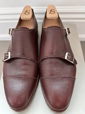 Alfred Sargent X J Crew  Double Monk Strap Sz  9.5D England Brown Pebble Grain • $200