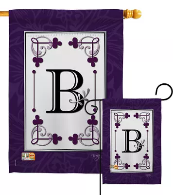 Classic B Initial Simply Beauty Monogram Last Name Purple Garden House Yard Flag • $78.95