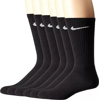 NIKE Dri-Fit Everyday Training 6-Pack Crew Socks Large (8-12) Black • $24.49