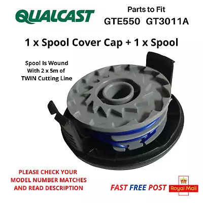 QUALCAST GT3011A Trimmer Strimmer 1x Spool Cover Cap + 1x Spool FAST POST • £12.95