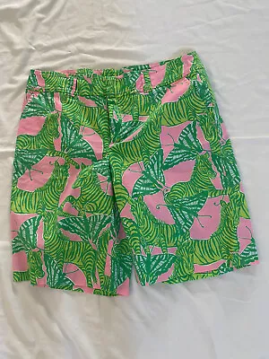 Vintage Lilly Pulitzer Vintage Butterflies Zebras Pink Green Shorts Women Sz 4 • $20