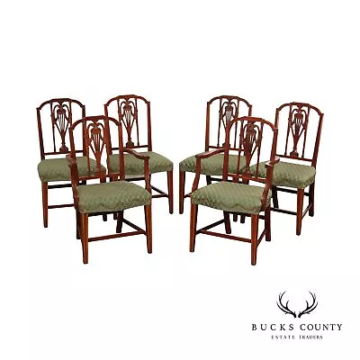 Hickory Chair 'Mount Vernon Hepplewhite Style Set Six Mahogany Dining Chairs • $2395