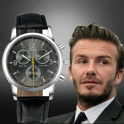 Men’s/Teenagers: Beckham Chronograph Designer Sports Watch Black Crocodile Strap • £9.95