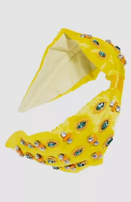 $34 L. Erickson Women's Yellow Beaded Crystal Ixtapa Satin Headband • $10.38