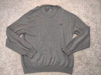 Chaps Mens Sweater Large Gray Cashmere V-Neck Casual Preppy Pullover • $9.23