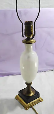 DAV ART NY Vintage Glass Table Lamp / Floral Etched Center W/ Marble Gold Base • $35.99