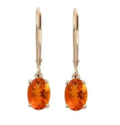 18K Yellow Gold Finished AA+Mexican Fire Opal Leverback Earrings In 925 Silver 1 • $40