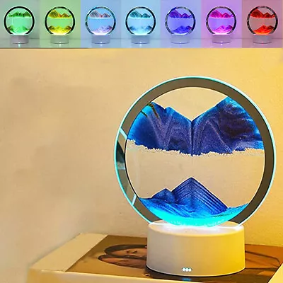 3D Quicksand Painting Moving Sand Art Picture Hourglass Deep Sea Sandscape Lamp • £11.90