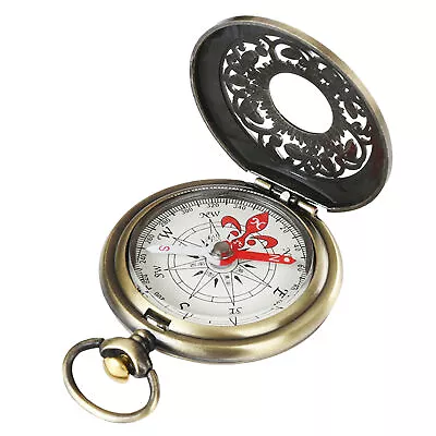Antique Vintage Compass With Hollowed Cover Lid Nautical Pocket Compass  • $12.04