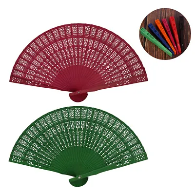 £5.15 • Buy Fashion Wedding Hand Fragrant Party Carved Bamboo Folding Fan Chinese Wooden Fa#