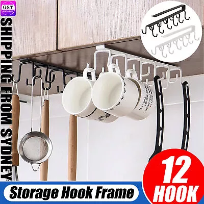 Double Hook Under Shelf Kitchen Cabinet Hanger Organiser Mug Cup Rack Holder NEW • $10.88