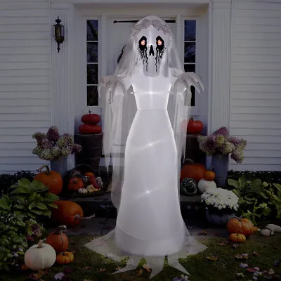 9ft Halloween Inflatable Ghost Bride With LED Lights Outdoor Scary Yard Decor UK • £44.95
