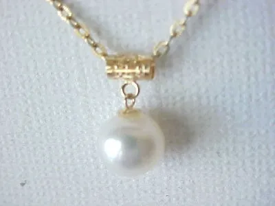 8mm Aaa Genuine White Saltwater Pearl Pendant Solid 18kt Yellow Gold • $69