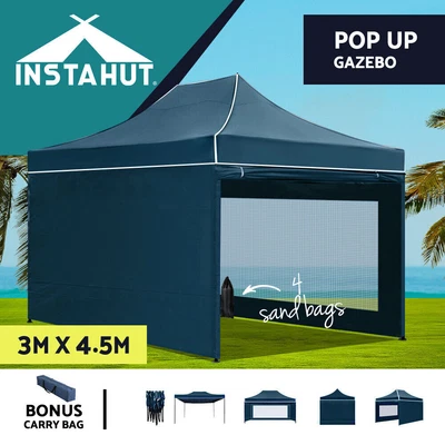 $179.04 • Buy Instahut Gazebo Pop Up Marquee 3x4.5 Outdoor Tent Folding Wedding Gazebos Navy