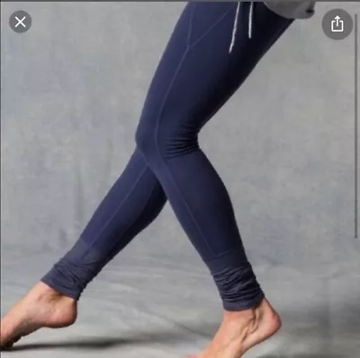 Athleta High Rise Plie Mesh Tight Leggings Womens Small Blue Run Dance Yoga Pant • $6