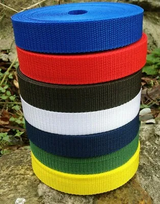 £5.99 • Buy 20 Meters Polypropylene Nylon Webbing Tape 25mm Strapping Pet Lead Material