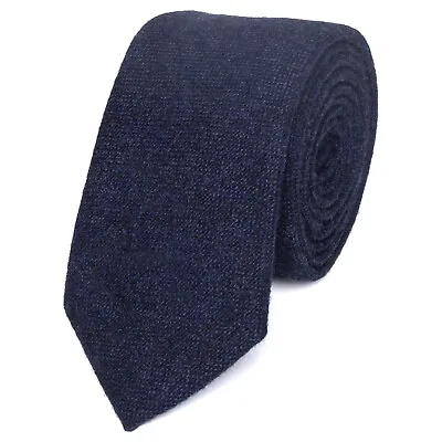 £18 • Buy New Dark Navy Blue Mens Tweed Wool Skinny Tie. Excellent Quality & Reviews. UK.