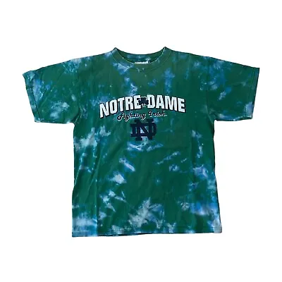 $35 • Buy Vintage 90s Notre Dame Fighting Irish Tie Dye T Shirt  Size M Adidas Made In USA