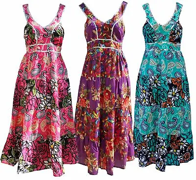 £14.95 • Buy Ex John Rocha Floral Tiered Dress Strappy Swing A Line Tiered Size 8 10 12