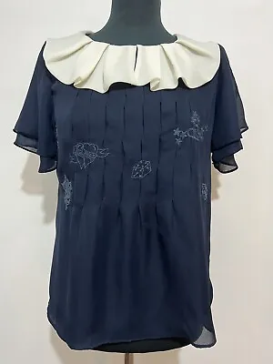 £14.99 • Buy Laura For Topshop Top Blouse Embroidered Tattoo Sailor 50s Pinup M Sz 12
