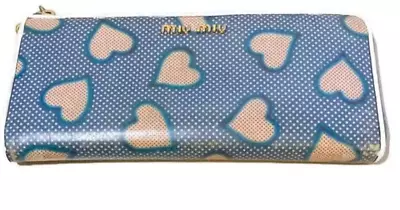 Miu Miu Wallet Heart Blue No Box Shipped From Japan • £62.69