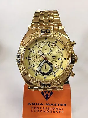 Men Aqua Master Jojo Jojino Joe Rodeo Yellow Metal Band 48mm Diamond Watch W#351 • $207