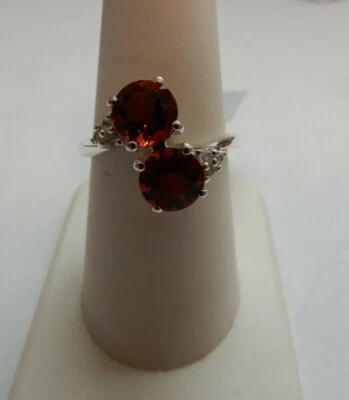 $65 • Buy Size 9 Genuine Madeira Citrine & White Zircon 925 Sterling Silver Ring 2.26cts