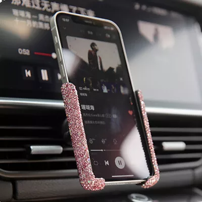 Universal Car Accessories Phone Holder Air Vent Mount With Bling Rhinestone Pink • £6.61