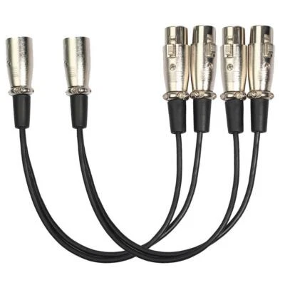 £14.45 • Buy 2pcs 3-Pin XLR Male Plug To Dual 2 Female  Y Splitter Mic DJ Audio Cable