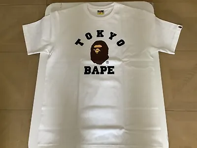 Authentic A Bathing Ape Bape City The Tokyo College Tee T Shirt White Mens L XL • $75