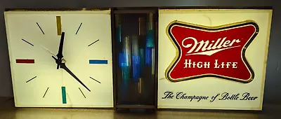 Vintage 1950s/60s Miller High Life Beer Disco Lighted Clock Sign  - Works • $249.99