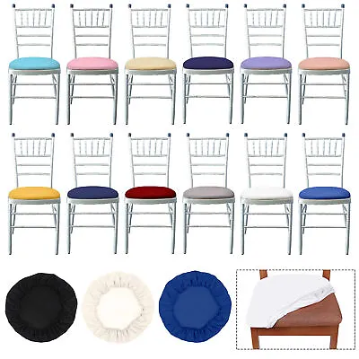 Dining Chair Seat Covers Stretch Chiavari Chair Cushion Slipcovers Protector • £119.79