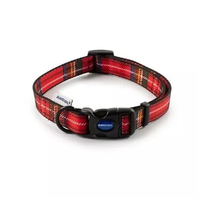 Red Ancol Adjustable Tartan Collar Size 45-70cms - New • £5.99