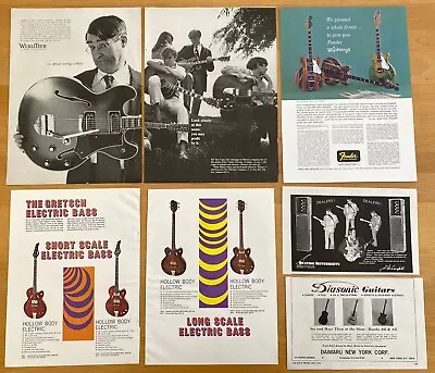 Lot 13 Vintage Guitar Ads - 1968 Fender Wildwood Mosrite Gretch Hohner Diasonic • $19.95