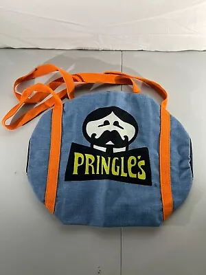 Fun Vintage 70's Pringle's Chips Mustache Man Denim Duffle Bag Carry On Knapsack • $20