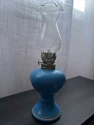 Vintage Gambles Import Corp. Blue Ceramic Oil Lamp Base Japan • $25