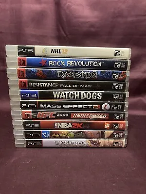 10 PS3 Game Lot Mass Effect Rockband Uncharted NBA Watch Resistance Dogs Bundle • $32.99