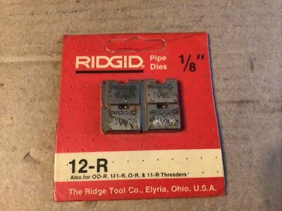 $13.99 • Buy Ridgid 1/8” Pipe Threading Dies 12-r 00-r 111-r O-r 11-r 30-a 31-a Threaders