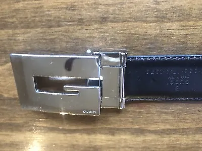 VINTAGE GUCCI Mens 31 Inch Belt Black Polished Steel Buckle • $80