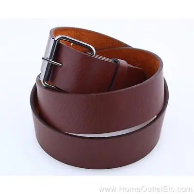 Plain Leather Belt Snap-On Roller Buckle Solid Unisex Sports Team Golf Baseball • $19.95