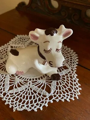 Vintage Walker Potteries California Cow Relaxing Figurine  Pottery Hand Painted • $14.95