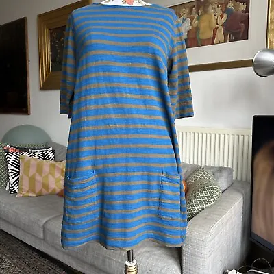 TOAST Blue Stripe Dress With Pockets Size 14 • £37.50